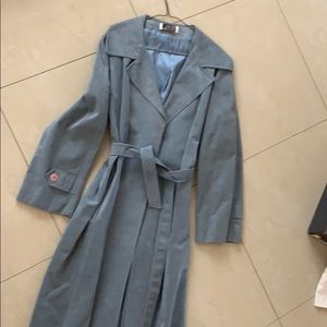 COPY - Long suede greyish blue coat made in USA